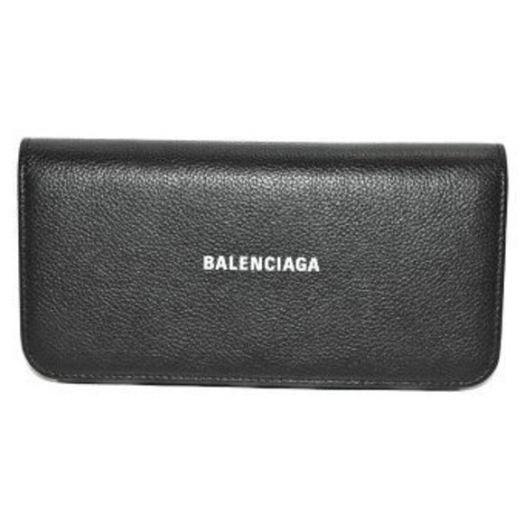 BALENCIAGA Ville Continental Wallet Black Leather Long - Picture 1 of 9